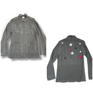 Sundry Grey Cotton Utility Tunic Star Embroidered Back Hidden Buttons Size 2